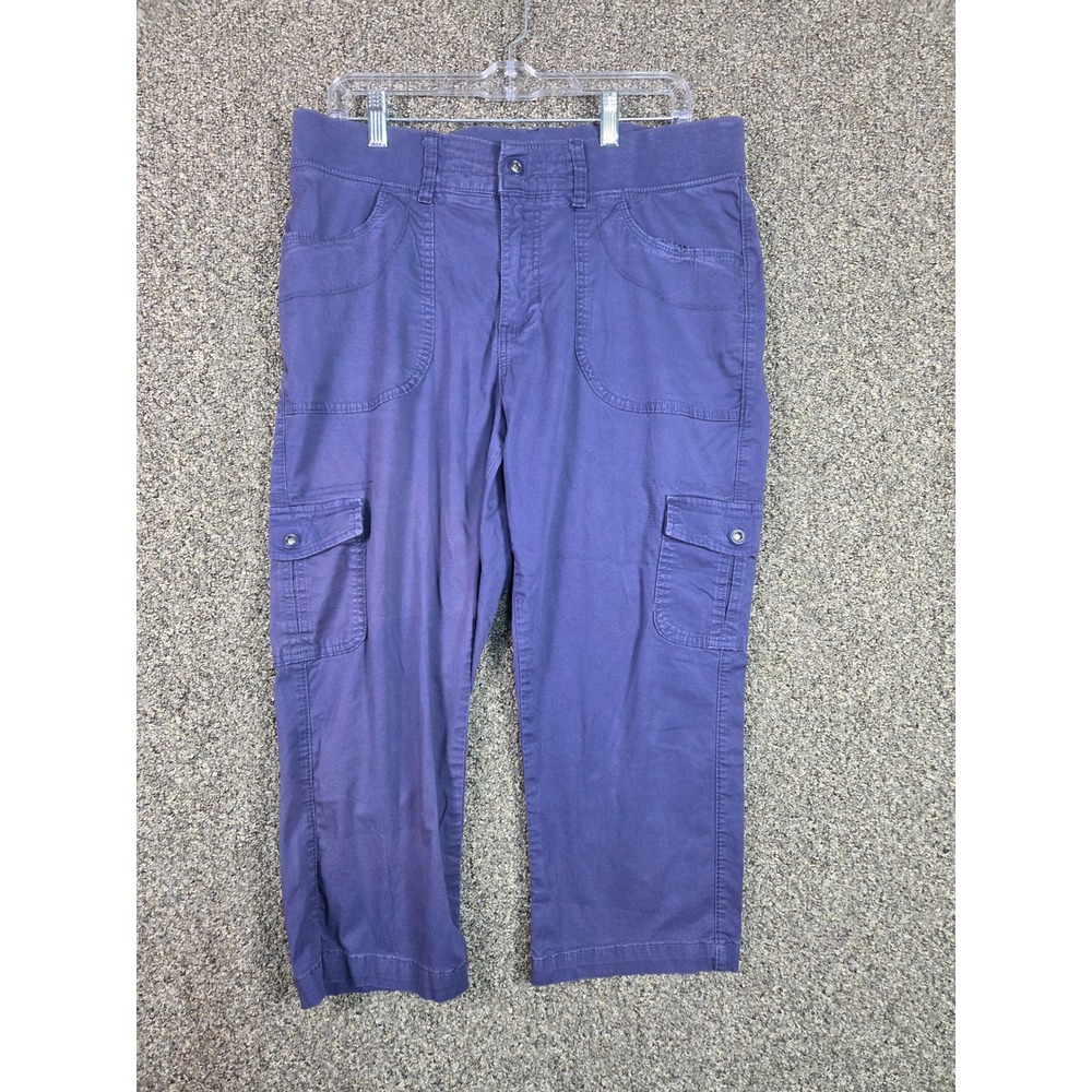 Lee Cargo Pants Womens 34 Purple Relaxed Fit Mid Rise Cropped Utility Trousers